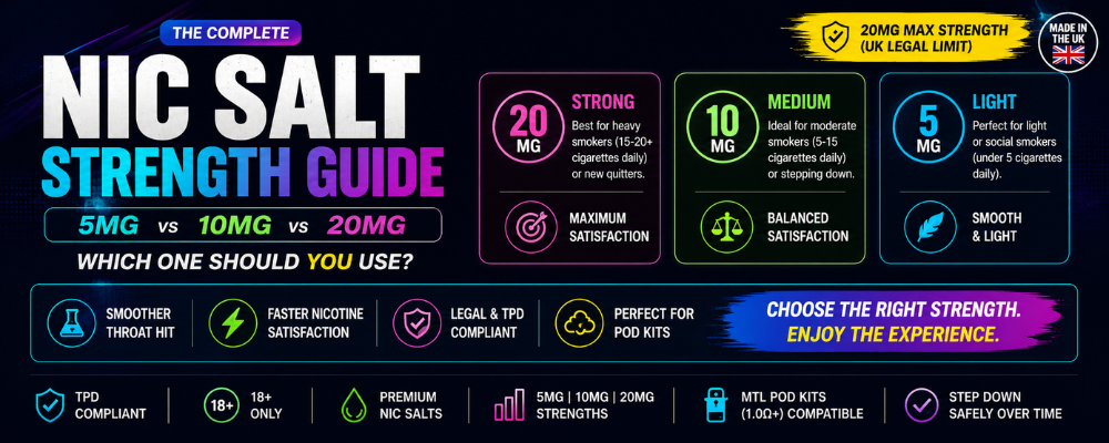 Nic Salt Strength Guide: 5mg, 10mg, 20mg. Which should you choose