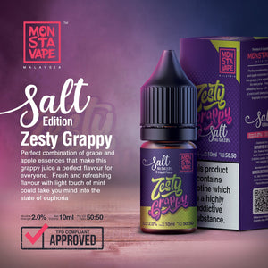 Monsta Vape 10Ml Nic Salt | Zesty Grappy Salts