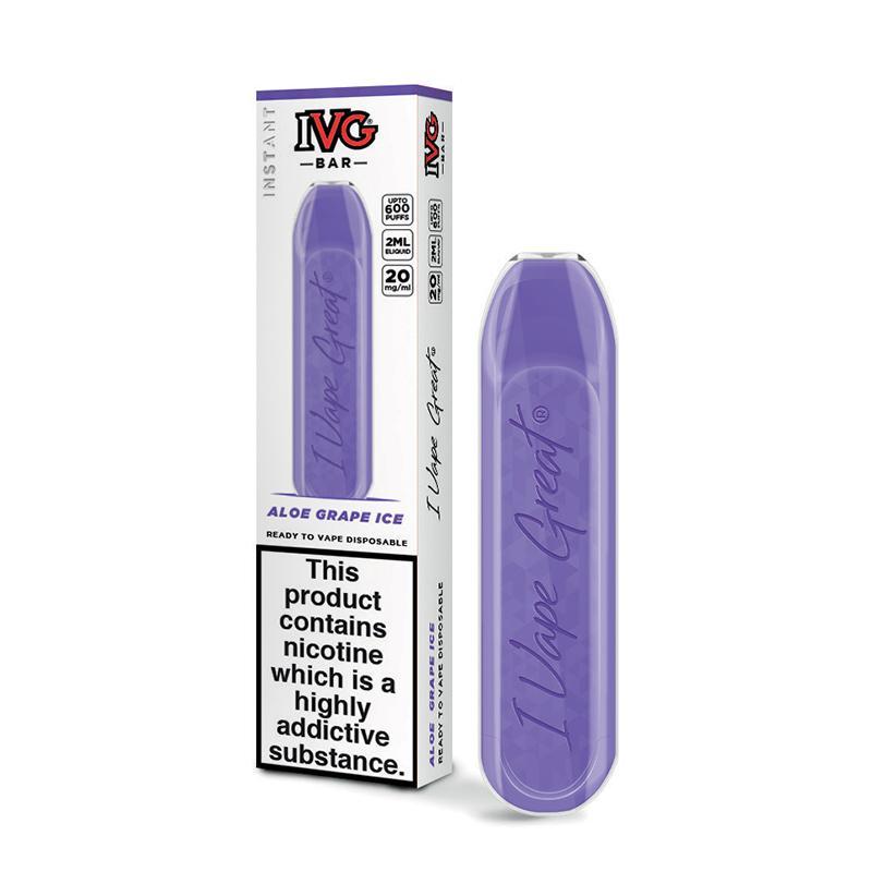 Ivg Bar Disposable Pod Device 600 Puff | Aloe Grape Ice