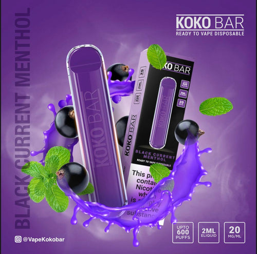 Koko Bar Disposable Pod Device 600 Puff | Blackcurrant Menthol