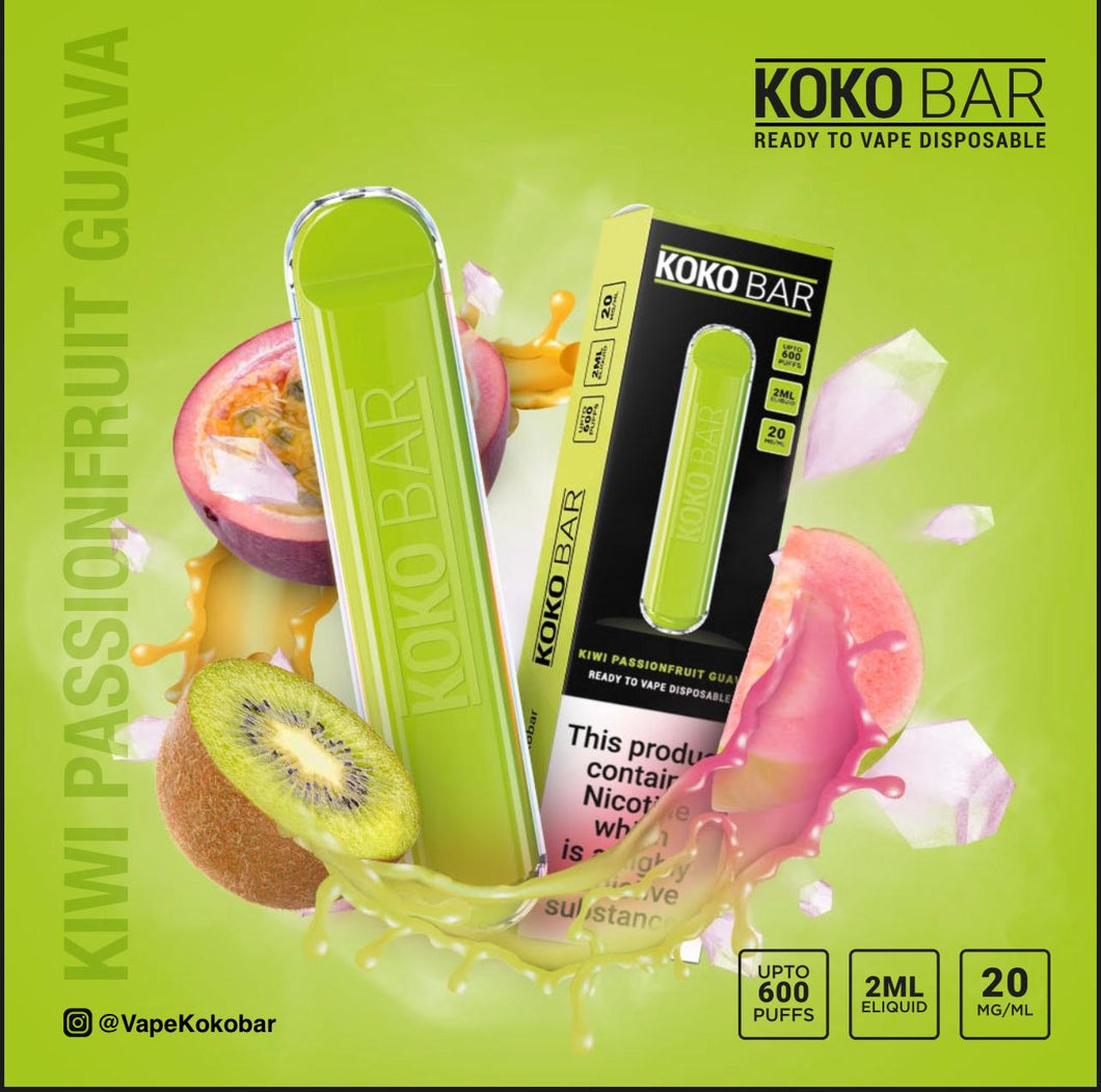 Koko Bar Disposable Pod Device 600 Puff | Kiwi Passion Fruit Guava