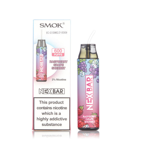 Smok Nex Bar 600 Puff Disposable Pod Device | Raspberry Grape Sherbet
