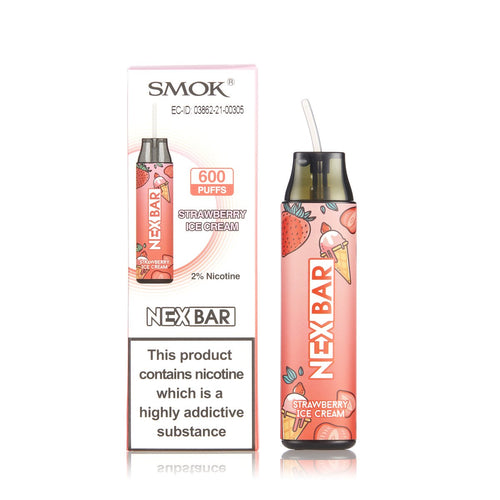 Smok Nex Bar 600 Puff Disposable Pod Device | Strawberry Ice Cream