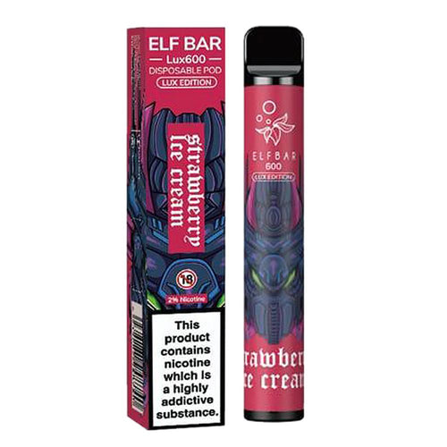 Elf Bar Lux 600 Puff Disposable Pod Device | Strawberry Ice Cream