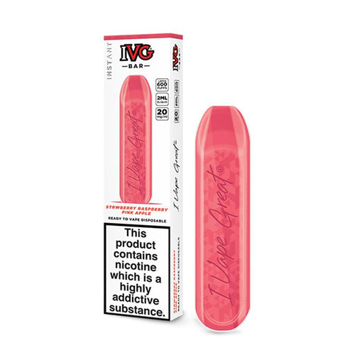 Ivg Bar Disposable Pod Device 600 Puff | Strawberry Raspberry Pink Apple